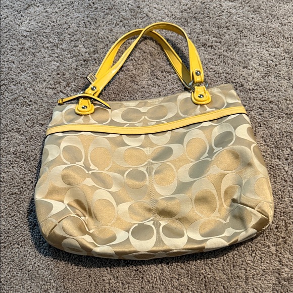 Coach Yellow and Tan Shoulder Bag - Picture 3 of 6